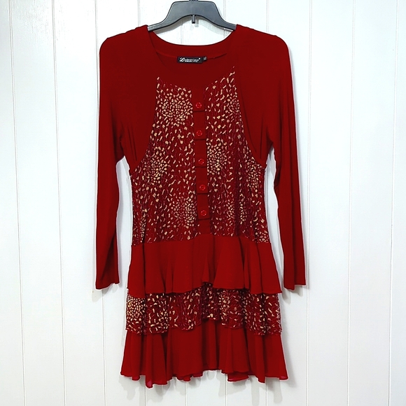 Lishaweimei Dresses & Skirts - ❤️5/$25  Like New Lishaweimei Red and Gold Lace Dress